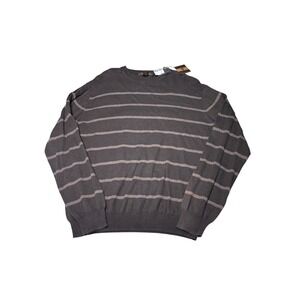 NWT Sebastian Cooper Mens XL Cotton‎ Cashmere Striped Crewneck Sweater Grey